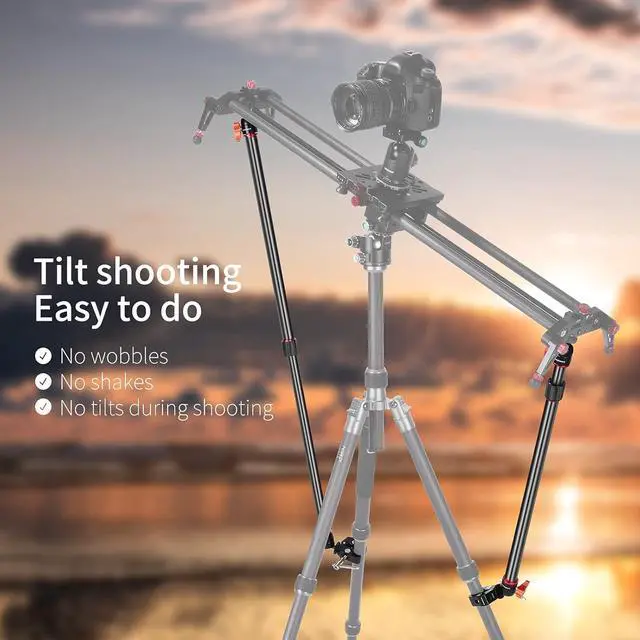 Alt view image 4 of 7 - Camera Slider Support Arm Stabilizer, 2-Pack Adjustable Tripod Stability Arm for Increasing Stability in Aluminum Alloy, Extendable Poles for Camera Video Slider Rail with C Clamps and BallHead