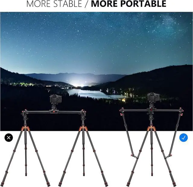 Alt view image 7 of 7 - Camera Slider Support Arm Stabilizer, 2-Pack Adjustable Tripod Stability Arm for Increasing Stability in Aluminum Alloy, Extendable Poles for Camera Video Slider Rail with C Clamps and BallHead