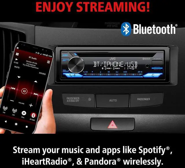 Alt view image 6 of 7 - KD-SR87BT Bluetooth CD Car Stereo with USB Port  AM/FM Radio, MP3 Player, High Contrast LCD, Detachable Face Plate  Single DIN  13-Band EQ