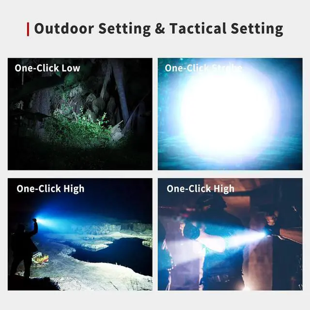 Alt view image 7 of 7 - XT11GT Pro 3300 Lumens USB C Rechargeable Tactical Flashlight, 1345 Feet Beam Distance, Instant Reaction Dual Tail Switches, Tactical + Outdoor Settings, with 4000mAh Battery, Holster