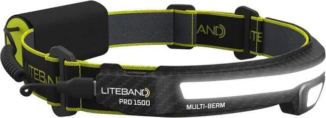 Alt view image 2 of 7 - Rechargeable LED Headlamp - Liteband PRO 1500 Lumens Super Bright Head Lamp, Powerful Battery Powered Tactical Headlamps, Camping, Running, Hard Hat Light, Best Rated Forehead Flashlight, Carbon