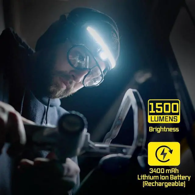 Alt view image 3 of 7 - Rechargeable LED Headlamp - Liteband PRO 1500 Lumens Super Bright Head Lamp, Powerful Battery Powered Tactical Headlamps, Camping, Running, Hard Hat Light, Best Rated Forehead Flashlight, Carbon