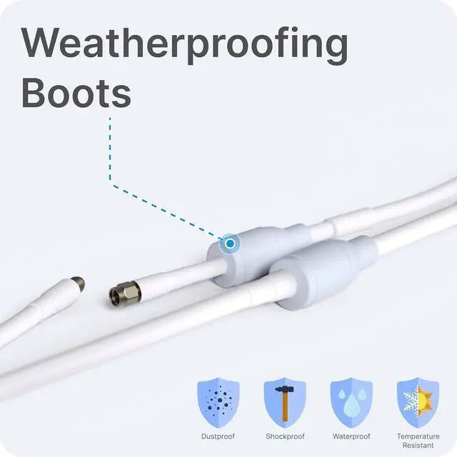 Alt view image 3 of 5 - UltraFlex-Twin 20' Coaxial Cable: Outdoor Rated, Weatherproof Boots, SMA Male to SMA Female, Ideal for 5G Cellular Routers, Gateways, Hotspots