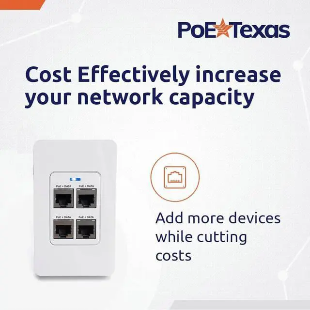 Alt view image 2 of 6 - 4 Port Inwall Gigabit PoE Extender - Power Over Ethernet in-Wall Switch Plate with IEEE 802.3bt Uplink & Full Passthrough VLAN, Extend WiFi Access Point, Computer Network, VoIP & More
