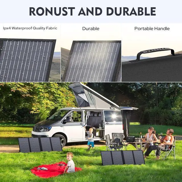 Alt view image 3 of 7 - 60W Foldable Solar Panel Charger with 18V DC Outlet for Portable Power Stations EnginStar/Jackery/Rockpals/Flashfish, Portable Solar Generator with QC 3.0 for Outdoor Camping Van RV Trip