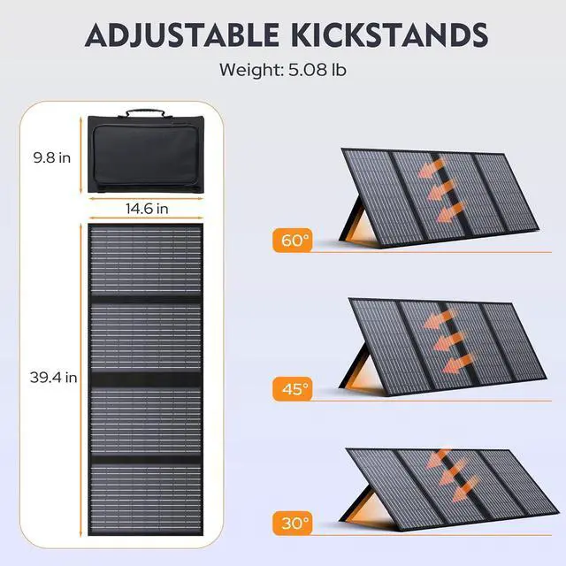 Alt view image 6 of 7 - 60W Foldable Solar Panel Charger with 18V DC Outlet for Portable Power Stations EnginStar/Jackery/Rockpals/Flashfish, Portable Solar Generator with QC 3.0 for Outdoor Camping Van RV Trip
