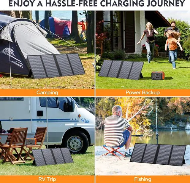 Alt view image 7 of 7 - 60W Foldable Solar Panel Charger with 18V DC Outlet for Portable Power Stations EnginStar/Jackery/Rockpals/Flashfish, Portable Solar Generator with QC 3.0 for Outdoor Camping Van RV Trip