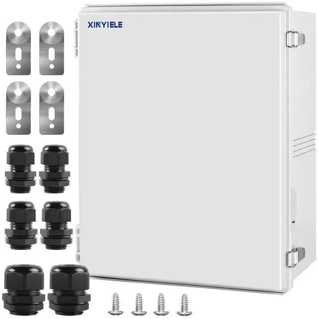 Main image of Waterproof Outdoor Project ABS Plastic Junction Box IP67 Weatherproof Dustproof Enclosure with Hinged Cover, Mounting Plate,Wall Brackets for Power Project (Grey,19.7"x15.7"x7.9")