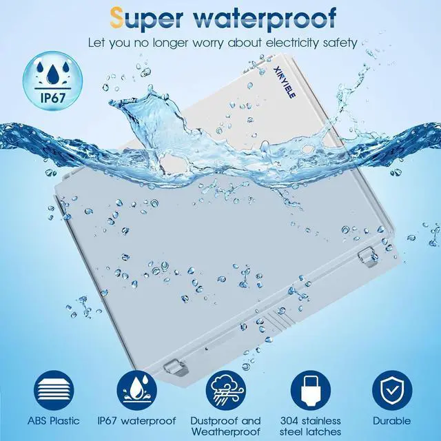 Alt view image 2 of 7 - Waterproof Outdoor Project ABS Plastic Junction Box IP67 Weatherproof Dustproof Enclosure with Hinged Cover, Mounting Plate,Wall Brackets for Power Project (Grey,19.7"x15.7"x7.9")