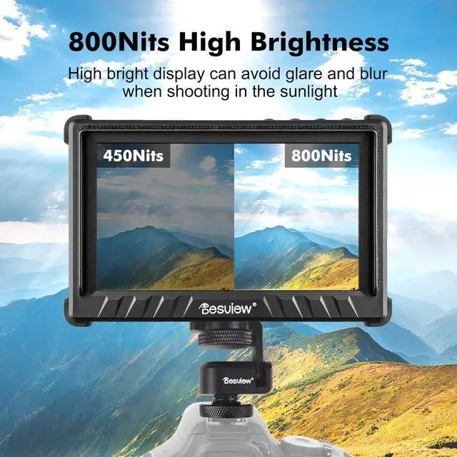 Alt view image 3 of 7 - P5II Camera Field Monitor, 5.5 inch 800nits High Brightness 4K HDMI 1920x1080 IPS Field Monitor with 3D LUT Waveform Vectorscope False Color for DSLR