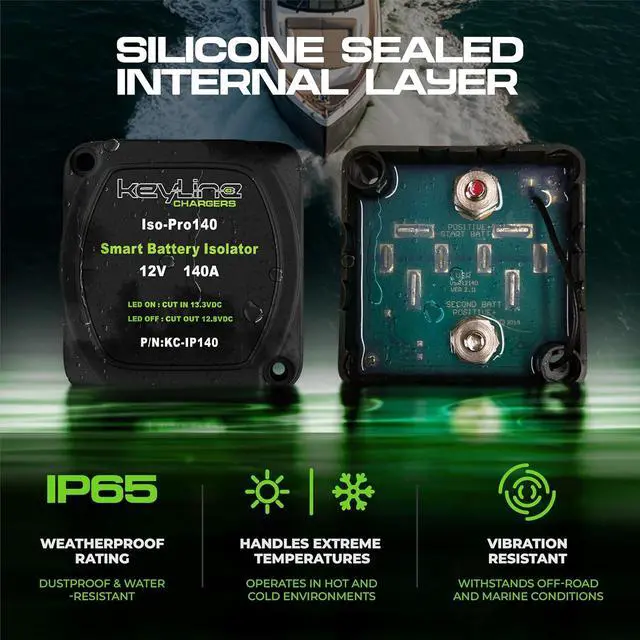 Alt view image 6 of 7 - Dual Battery Isolator Kit 12V - 140 Amp Voltage Sensitive Relay (VSR) for Dual Battery Setup