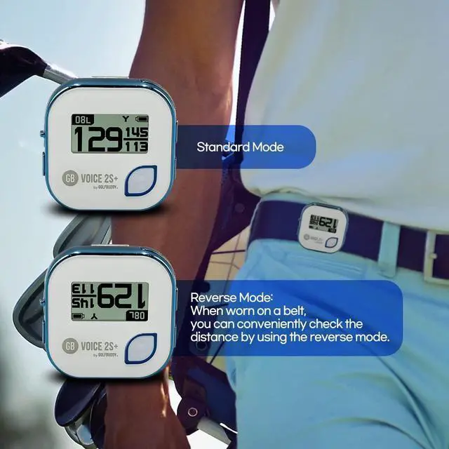 Alt view image 5 of 7 - Voice 2S+ Talking GPS Rangefinder, Clip on Hat Golf Navigation, Slope Mode on/Off, 18 Hours Battery Life, Shot Distance Measurement, Preloaded with 40,000 Courses Worldwide (Blue)