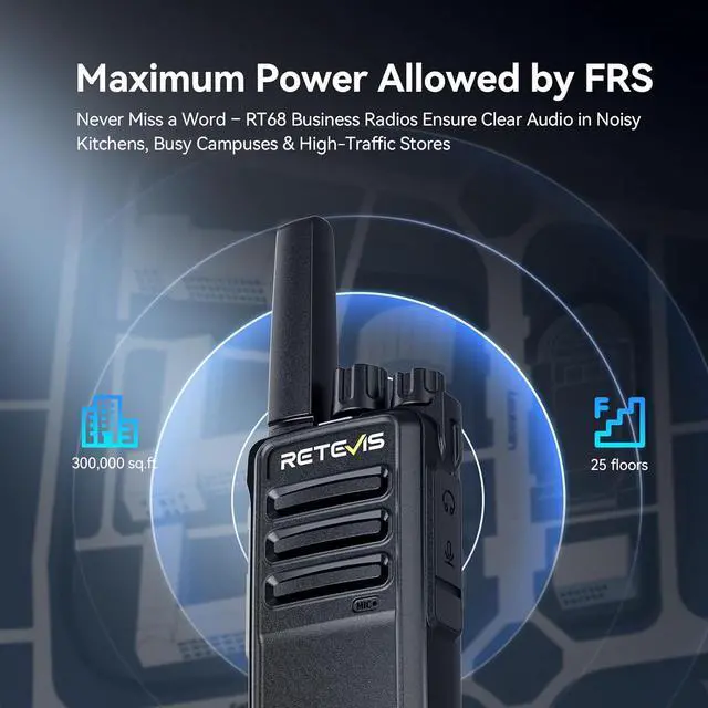 Alt view image 3 of 7 - RT68 Walkie Talkies with Earpiece, Portable FRS Two-Way Radios Rechargeable, with 6 Way Multi Unit Charger, Hands Free, Long Range, Rugged 2 Way Radios 6 Pack for Adults School Church