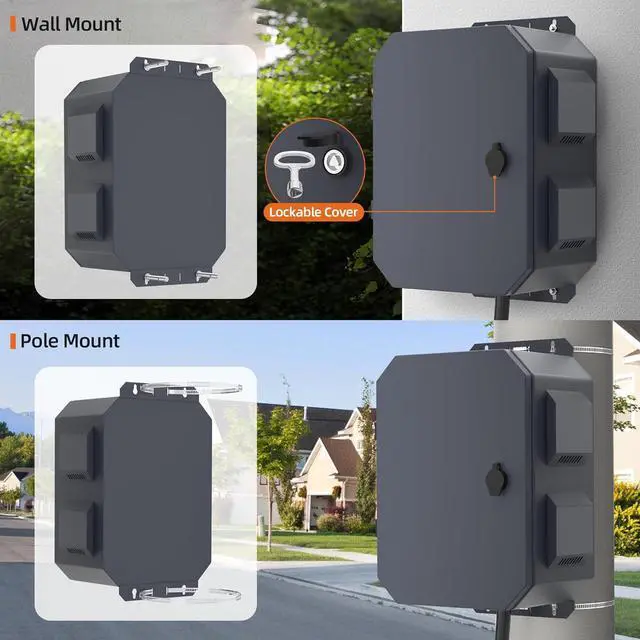 Alt view image 5 of 6 - Outdoor Electrical Box Metal Waterproof Electrical Junction Box IP65 Vented Enclosure Weatherproof with Cold-Rolled Steel Plate Fan Din Rail Cable Gland 15.7"x11.8"x7.9"
