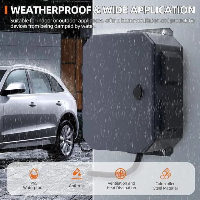 Alt view image 6 of 6 - Outdoor Electrical Box Metal Waterproof Electrical Junction Box IP65 Vented Enclosure Weatherproof with Cold-Rolled Steel Plate Fan Din Rail Cable Gland 15.7"x11.8"x7.9"