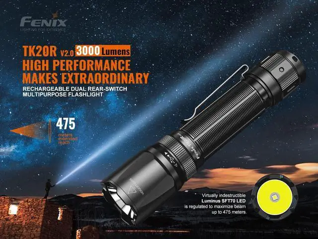 Alt view image 3 of 7 - TK20R v2.0 Rechargeable Tactical Flashlight, 3000 Lumen Long Throw USB-C Tac Light, with LumenTac Organizer