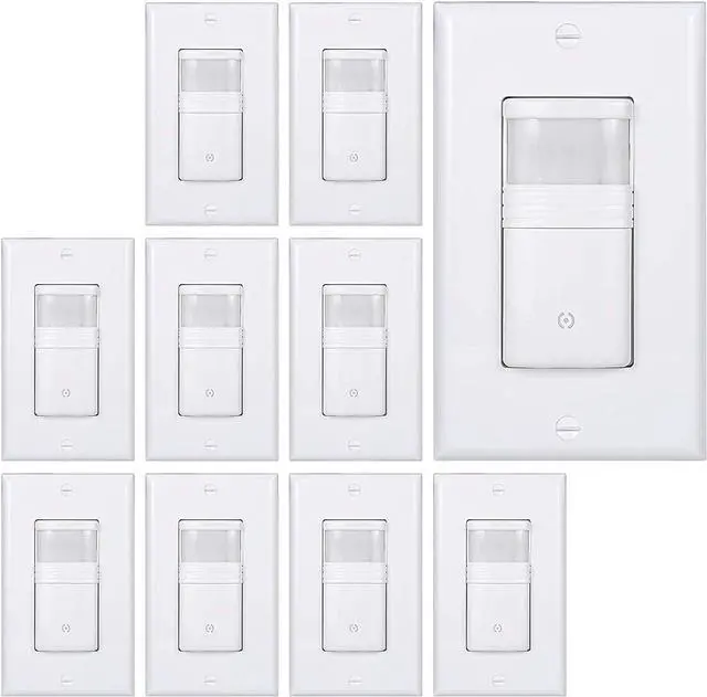 Main image of 10 Pack Motion Sensor Light Switch, Wire Required, Single Pole Only (Not 3-Way), Indoor in-Wall Occupancy Sensor with Wall Plate, Adjustable Timer, Title 24, UL Certified, White