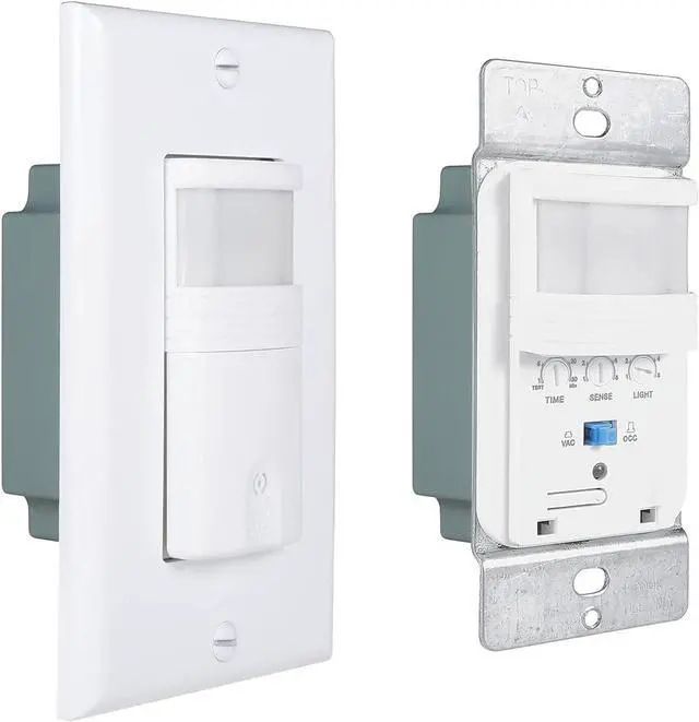 Alt view image 2 of 6 - 10 Pack Motion Sensor Light Switch, Wire Required, Single Pole Only (Not 3-Way), Indoor in-Wall Occupancy Sensor with Wall Plate, Adjustable Timer, Title 24, UL Certified, White