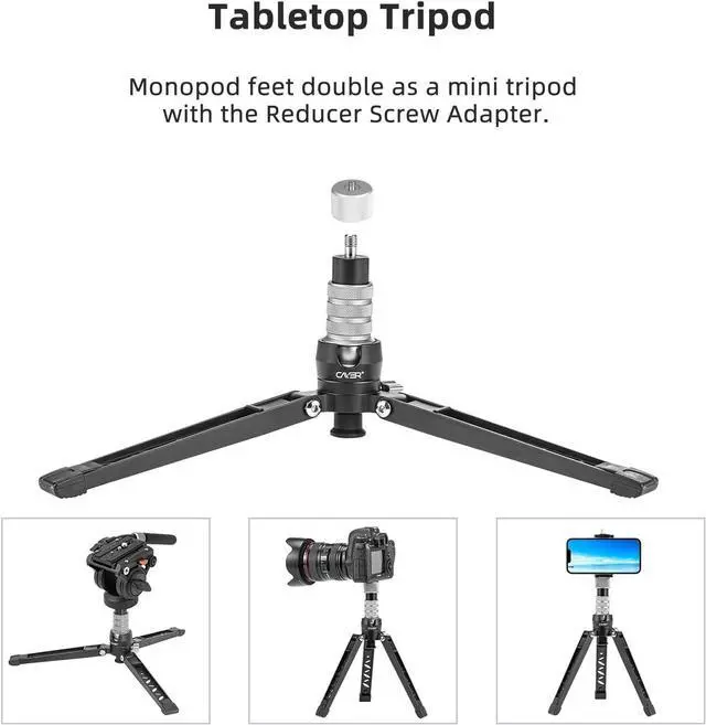 Alt view image 5 of 7 - CF34 Carbon Fiber Camer Monopod Kit, 72 inch Professional Telescopic Video Monopods with Video Fluid Head and Folding Support Base for DSLR Video Cameras Camcorders, Plus 1 Extra Sliding Plate
