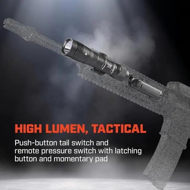 Alt view image 6 of 6 - 89009 ProTac 2.0 2000-Lumen Rail Mount High Lumen Tactical Rechargeable Long Weapon-Mounted Flashlight with Straight Pressure Switch, SL-B50 Battery Pack and USB-C Cord, Black