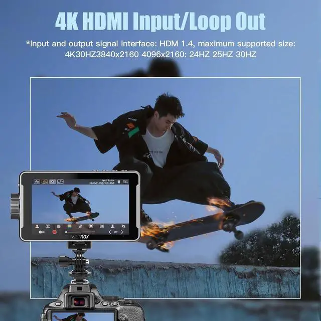 Alt view image 5 of 7 - DC550 5.5" Full HD HDMI On-Camera Monitor Kit, 1200nit Touch Screen Camera Field Monitor with Hood, Battery, Storage Bag for  Canon Nikon Camera, 3DLUT Focus peaking Histogram False Colors