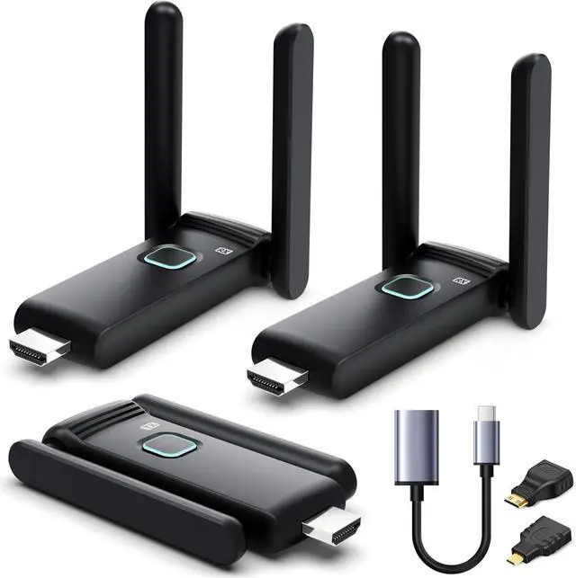Main image of Wireless HDMI 2 Receivers and Transmitter,Up to 6 RXs,No Hot,Plug and Play,2.4/5.8GHz Wirelessly Stream to Multiple Screens,50M/165FT,Wireless HDMI Splitter for TV/DSLR Camera/Projector/Laptop/Switch