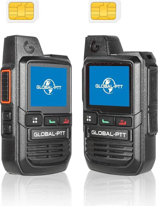 Main image of 2-Pack Global Walkie Talkies with Sim Cards - Handheld PoC Two Way Radios Unlimited Range - Rechargeable PTT Push to Talk Over Cellular Radio Long Range (G0)