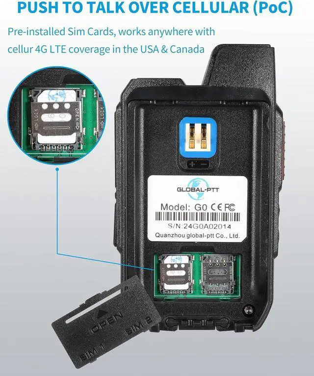 Alt view image 3 of 7 - 2-Pack Global Walkie Talkies with Sim Cards - Handheld PoC Two Way Radios Unlimited Range - Rechargeable PTT Push to Talk Over Cellular Radio Long Range (G0)