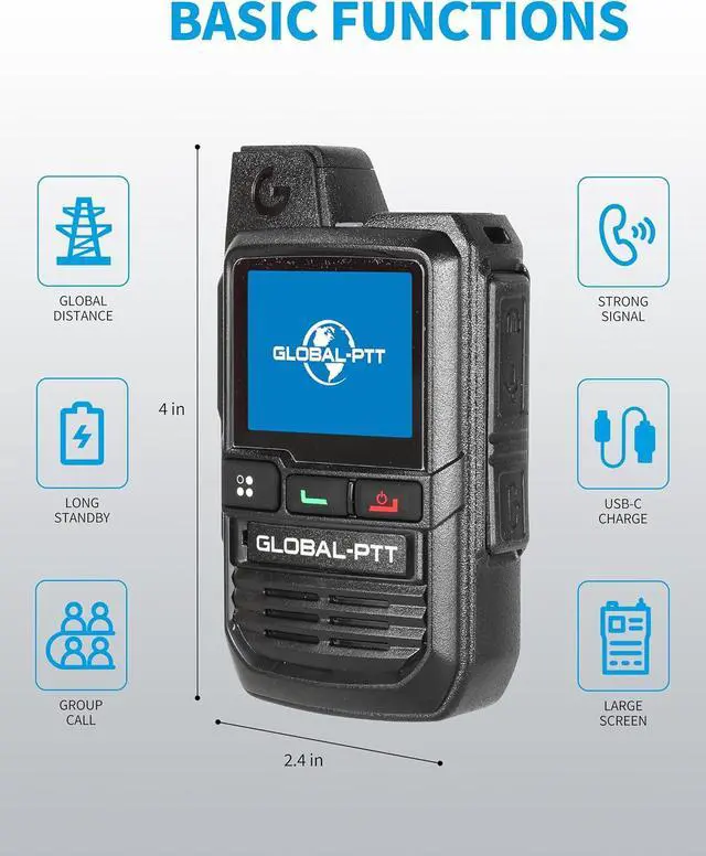 Alt view image 7 of 7 - 2-Pack Global Walkie Talkies with Sim Cards - Handheld PoC Two Way Radios Unlimited Range - Rechargeable PTT Push to Talk Over Cellular Radio Long Range (G0)