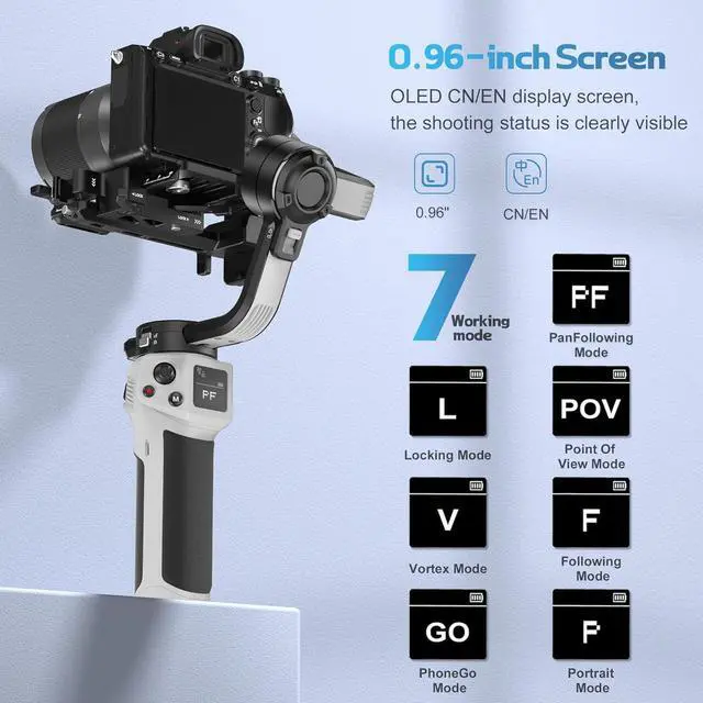 Alt view image 5 of 7 - CINEPEER WEEBILL 3E Mirrorless Gimbal Lightweight Stabilizer, Up to 3kg/6.6lbs Payload, 3-Axis Camera Gimbal for Canon/Sony/Panasonic/Nikon, Bluetooth Shutter Control, Native Vertical Shooting