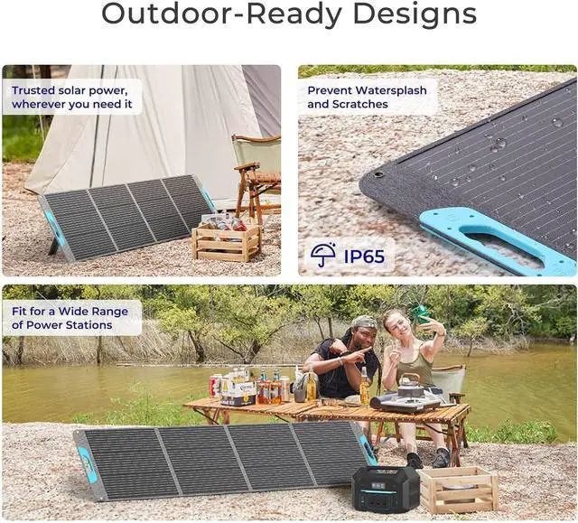 Alt view image 2 of 6 - 200W Portable Solar Panel, IP65 Waterproof Foldable Solar Panel Power Backup, Solar Charger for Power Station RV Camping Off Grid