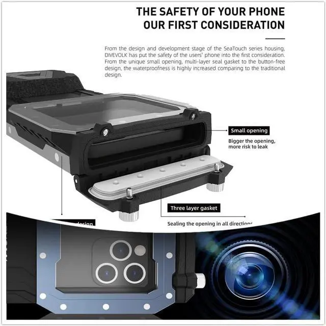 Alt view image 7 of 7 - Underwater Touchscreen housing compatiable for iPhone 12/12 Pro/12 Pro Max/13/13 Pro/13 Pro Max/14/14 Pro/14 Pro Max/15/15 Pro/16Pro/16Pro Max