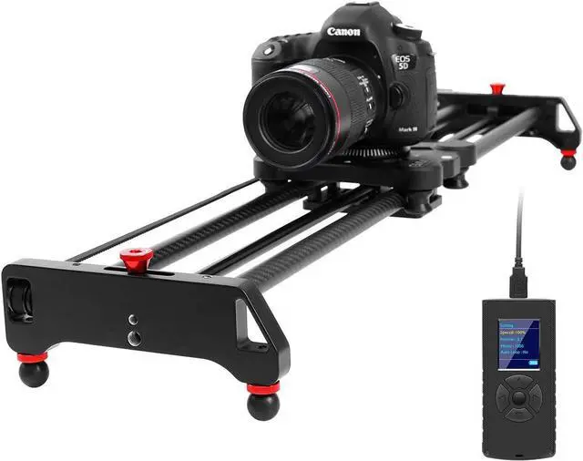 Main image of Motorized Camera Slider, 31" Carbon Fiber Dolly Rail Camera Slider with Time-Lapse Photography, Tracking Shooting and 120 Degree Panoramic Shooting for Most Cameras, with Remote Controller