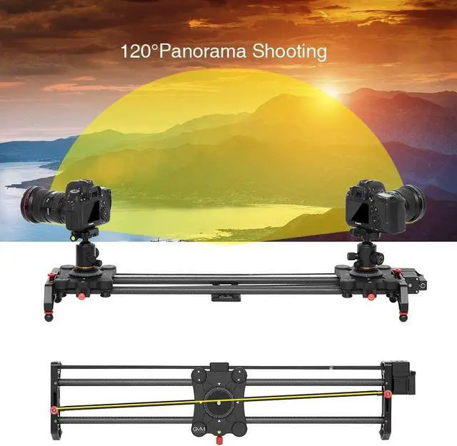 Alt view image 5 of 7 - Motorized Camera Slider, 31" Carbon Fiber Dolly Rail Camera Slider with Time-Lapse Photography, Tracking Shooting and 120 Degree Panoramic Shooting for Most Cameras, with Remote Controller