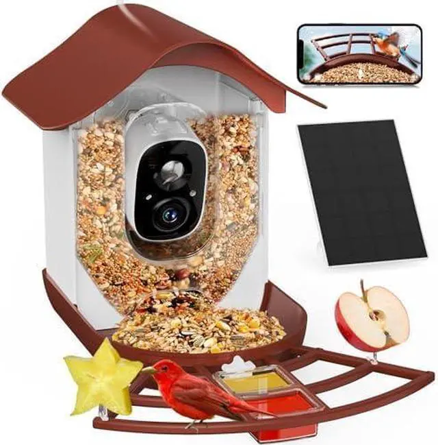 Main image of Smart Bird Feeder with Camera 2K HD Auto Detect & Notify, AI Identify 10000+ Birds Camera with Solar Panel 5 Perch Attachments Wireless Outdoor Birdwatching Gift for Birds Lover, Blue