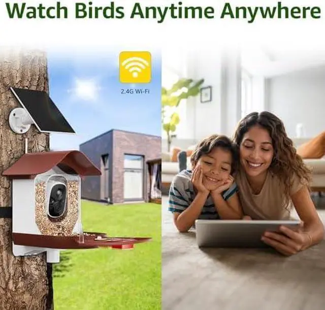 Alt view image 3 of 7 - Smart Bird Feeder with Camera 2K HD Auto Detect & Notify, AI Identify 10000+ Birds Camera with Solar Panel 5 Perch Attachments Wireless Outdoor Birdwatching Gift for Birds Lover, Blue