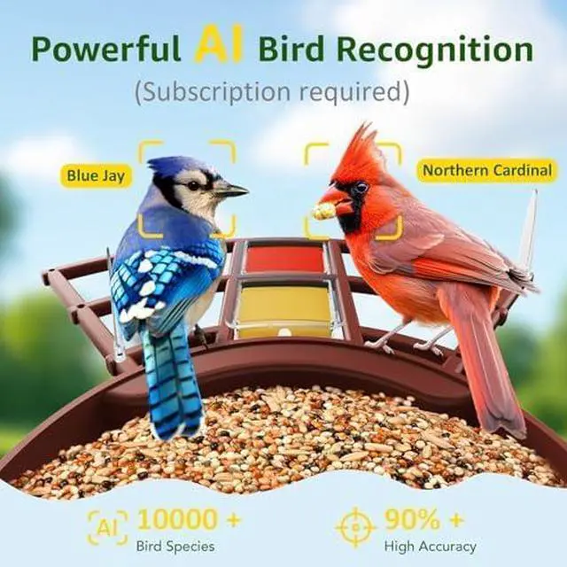 Alt view image 5 of 7 - Smart Bird Feeder with Camera 2K HD Auto Detect & Notify, AI Identify 10000+ Birds Camera with Solar Panel 5 Perch Attachments Wireless Outdoor Birdwatching Gift for Birds Lover, Blue