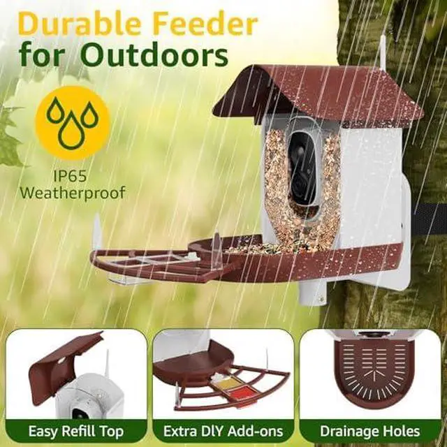 Alt view image 6 of 7 - Smart Bird Feeder with Camera 2K HD Auto Detect & Notify, AI Identify 10000+ Birds Camera with Solar Panel 5 Perch Attachments Wireless Outdoor Birdwatching Gift for Birds Lover, Blue