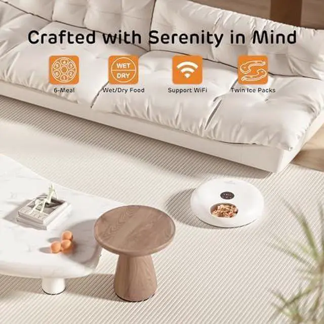 Alt view image 6 of 7 - Donut Frost WiFi 6 Meal Automatic Wet Food Feeder with Ice Packs for Senior and Weak Pets, App Control Programmable Timer, Holds 6 x ½ lb. of Food, Black