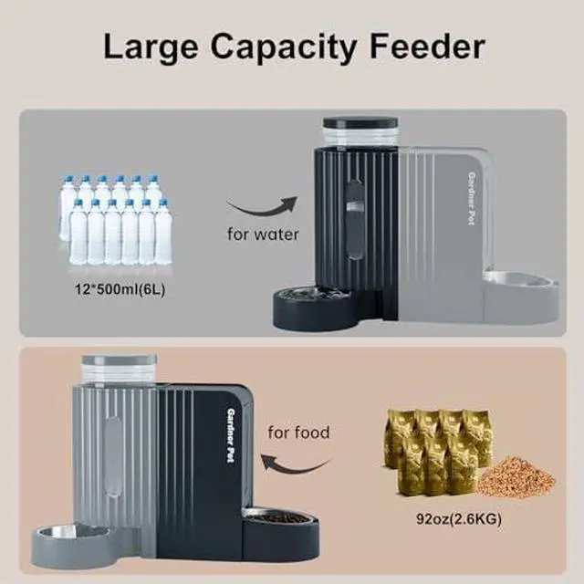 Alt view image 3 of 6 - Automatic Gravity Pet Feeder, 1.8 Gallons*2 Dog Feeder and Water Dispenser Set, 2-in-1 Automatic 100% BPA-Free Feeder and Stainless Steel Water Dispenser for Dogs, Cats, Rabbits, Puppies (Black)