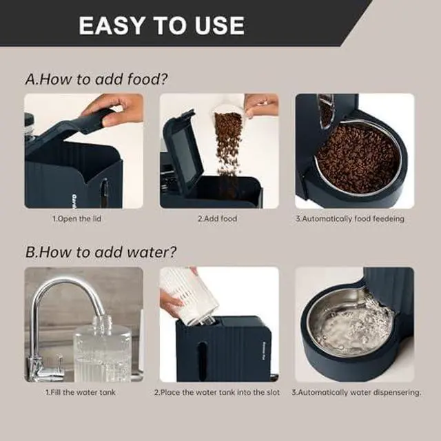 Alt view image 6 of 6 - Automatic Gravity Pet Feeder, 1.8 Gallons*2 Dog Feeder and Water Dispenser Set, 2-in-1 Automatic 100% BPA-Free Feeder and Stainless Steel Water Dispenser for Dogs, Cats, Rabbits, Puppies (Black)