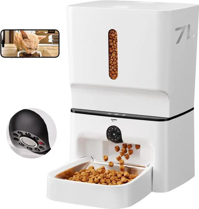 Main image of Automatic Cat Feeder with Camera, 7L Timed Dog Feeders, Adjustable Camera, 1080P HD Night Vision, Automatic Dog Feeder, 5G WiFi Cat Food Dispenser with 2-Way Audio, Low Food & Motion Alerts