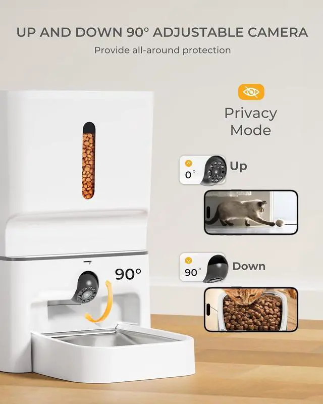 Alt view image 3 of 7 - Automatic Cat Feeder with Camera, 7L Timed Dog Feeders, Adjustable Camera, 1080P HD Night Vision, Automatic Dog Feeder, 5G WiFi Cat Food Dispenser with 2-Way Audio, Low Food & Motion Alerts
