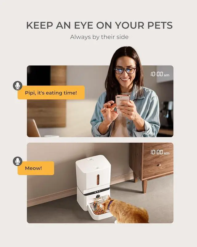 Alt view image 6 of 7 - Automatic Cat Feeder with Camera, 7L Timed Dog Feeders, Adjustable Camera, 1080P HD Night Vision, Automatic Dog Feeder, 5G WiFi Cat Food Dispenser with 2-Way Audio, Low Food & Motion Alerts
