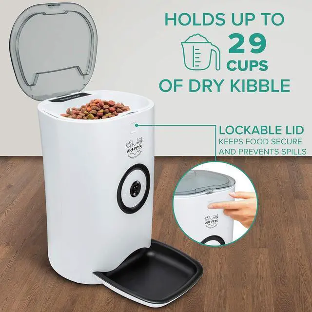 Alt view image 4 of 7 - Pets Smart Automatic Pet Feeder with Wi-Fi, HD Camera with Voice and Video Recording, Programmable Food Dispenser for Dogs & Cats with Easy App-Controlled, 29-Cup Capacity, for iPhone & Android