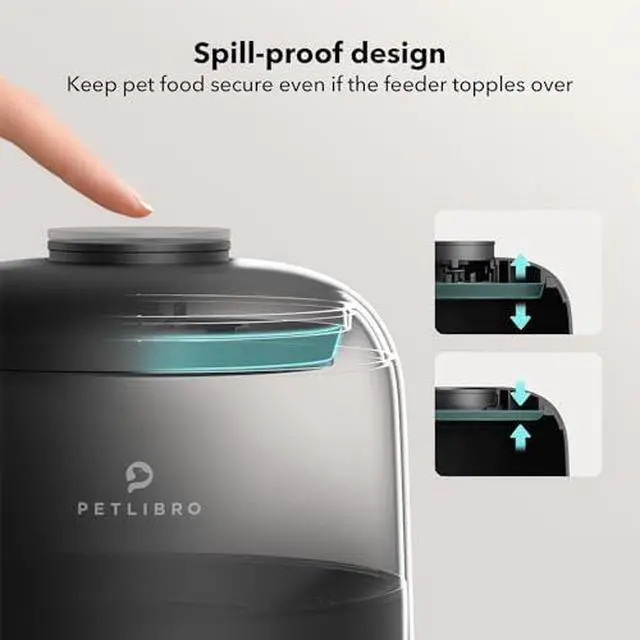 Alt view image 4 of 6 - Automatic Cat Feeder, Wi-Fi Rechargeable Cats Food Dispenser Battery-Operated with 30-Day Life, AIR 2.4G Wi-Fi Timed Pet Feeder for Cats & Dogs, 2L Auto Cat Feeder, Black