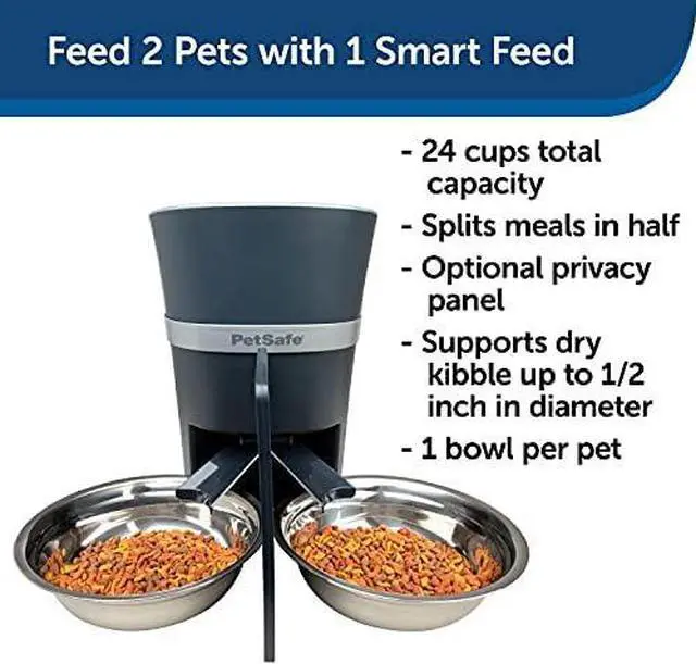 Main image of Electronic Pet Feeder for Cats & Dogs - 6L/24 Cup Capacity - Programmable Mealtimes - Alexa, Apple & Android Compatible - Backup Batteries Ensure Meal Delivery During Power Outage