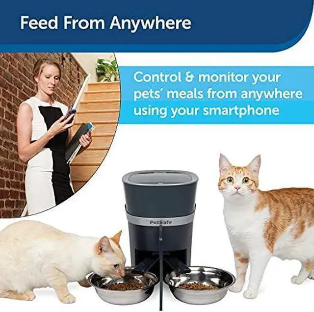 Alt view image 3 of 5 - Electronic Pet Feeder for Cats & Dogs - 6L/24 Cup Capacity - Programmable Mealtimes - Alexa, Apple & Android Compatible - Backup Batteries Ensure Meal Delivery During Power Outage