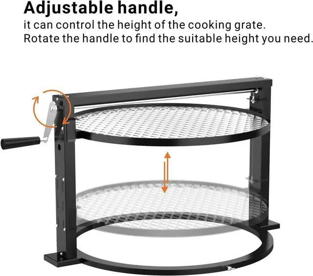 Alt view image 3 of 6 - Santa-maria Style Grill Rotisserie System Adjustable Cooking Grate Attachment for Weber 22 inch Kettle Grills - Global Patent