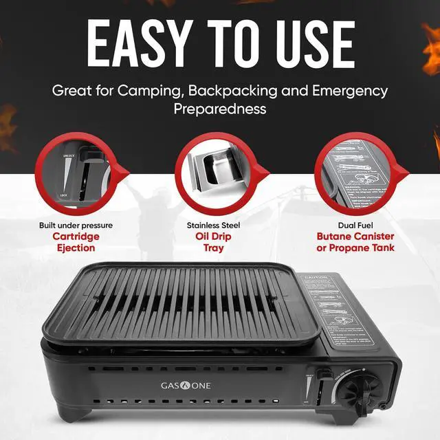 Alt view image 6 of 7 - Propane or Butane Grill Stove GS-2400P Dual Fuel Portable Camping Grill Gas Stove with Carrying Case